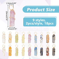 18Pcs 9 Styles Natural Mixed Gemstone Pendants&nbsp;FIND-AR0004-23