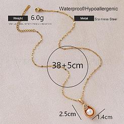 Vintage 304 Stainless Steel & Imitation Pearl Teardrop Pendant Necklaces for Women&nbsp;BR9499