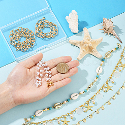 6Pcs 6 Styles Ocean Theme Synthetic Turquoise & Magnesite & Aluminum Cable Chains & 304 Stainless Steel Baseball Cap Chain&nbsp;HJEW-SC0002-35