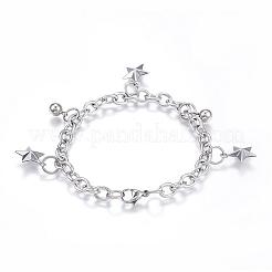 Tarnish Resistant 304 Stainless Steel Charm Bracelets&nbsp;BJEW-G544-28P