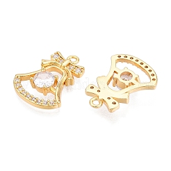 Christmas Theme Brass Pave Clear Cubic Zirconia Charms&nbsp;KK-T073-02G