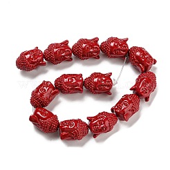 Dyed Synthetical Coral Buddha Head Beads Strands&nbsp;CORA-L008-01