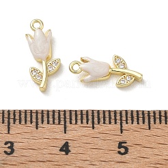 Brass Micro Pave Clear Cubic Zirconia and Enamel Charms&nbsp;KK-A300-22G