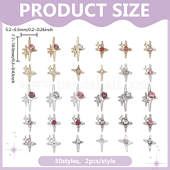 60Pcs 30 Styles Star Alloy Rhinestone Cabochons&nbsp;DIY-PH0029-08