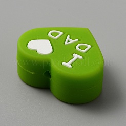 Heart with Word I Love Mom Silicone Beads&nbsp;SIL-WH0001-61J