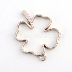 Matte Style Rack Plating Alloy Irish Clover Open Back Bezel Pendants&nbsp;PALLOY-S047-06A-FF