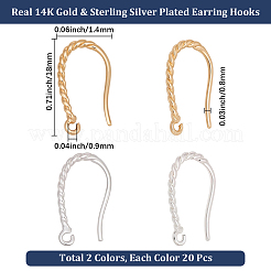 40Pcs 2 Colors Brass Ear Wire&nbsp;KK-BBC0024-15