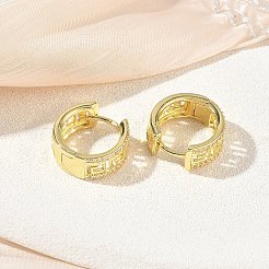 Brass Micro Pave Cubic Zirconia Hoop Earrings&nbsp;KK-CBA30C7-03G