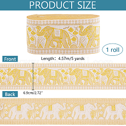  4.7~5 Yards Elephant/Cross/Rhombus Ethnic Style Polyester Jacquard Wide Ribbon&nbsp;OCOR-PH0004-33