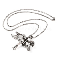 Alloy Four-Wing Mythical Angel Pendant Necklaces&nbsp;NJEW-P316-06AS