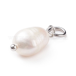 Grade B Natural Cultured Freshwater Pearl Charms&nbsp;X-PALLOY-JF01497-02