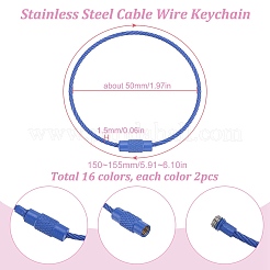 32Pcs 16 Colors Baking Paint Stainless Steel Cable Wire Keychain&nbsp;AJEW-SC0002-21