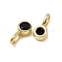 Flat Round Brass Micro Pave Cubic Zirconia Charms&nbsp;KK-C134-01G