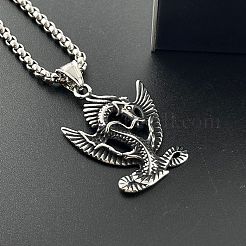 Vintage Punk 304 Stainless Steel Dragon Pendant Necklaces for Men&nbsp;NN6351