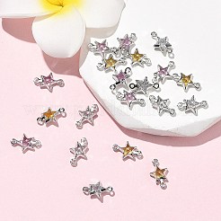 SHEGRACE Brass Pave Cubic Zirconia Star Connector Charms&nbsp;XGRQ2O036-441P