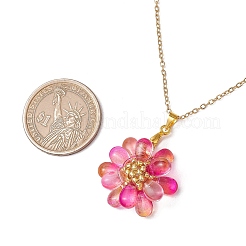 Flower Handmade Glass Seed Beaded Pendant Necklaces&nbsp;NJEW-MZ00096-01