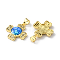 Brass Micro Pave Cubic Zirconia Pendants&nbsp;KK-A197-18G