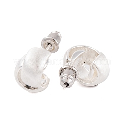 Cross Drawbench Brass Half Hoop Stud Earrings for Women&nbsp;EJEW-G391-11S