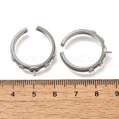 Brass Pave Clear Cubic Zirconia Open Cuff Ring Settings&nbsp;KK-K398-11P