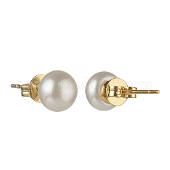 Natural Pearl Rondelle Stud Earrings&nbsp;EJEW-JE04585-03