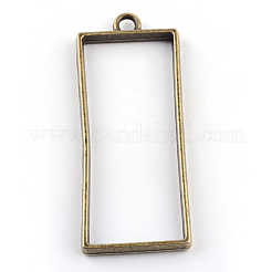 Rack Plating Alloy Rectangle Open Back Bezel Pendants&nbsp;X-PALLOY-S047-11F-FF