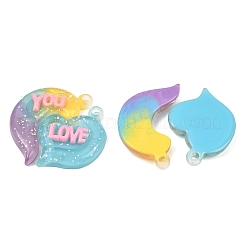 2Pcs Gradient Color Translucent Resin Pendants&nbsp;RESI-XCP0002-41A