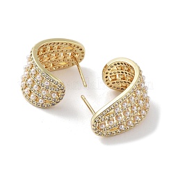 Rack Plating Brass Micro Pave Cubic Zirconia Stud Earring&nbsp;EJEW-C081-20G