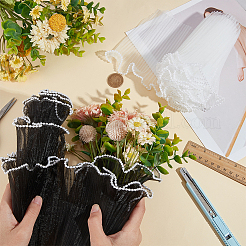 2Pcs 2 Colors Polyester Pleated Ribbon with Plastic Imitation Pearl Edged Trimming&nbsp;OCOR-BC0006-46