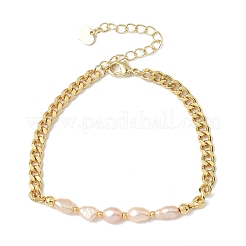 Natural Pearl Beaded Link Bracelets&nbsp;BJEW-A038-02G
