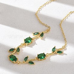 Brass Pave Cubic Zirconia Rose Flower Link Cable Chain Necklaces for Women&nbsp;NJEW-C121-05B-08G