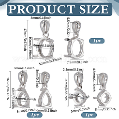 3Pcs 3 Styles Rhodium Plated Rack Plating 925 Sterling Silver Pendants Cabochon Settings&nbsp;STER-PH0002-37