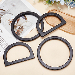 4Pcs 2 Style Wood D-Ring & Round Ring Bag Handles&nbsp;DIY-WR0002-58