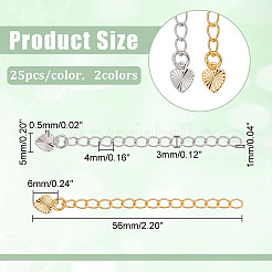 50Pcs Rack Plating Brass Curb Chain Extender&nbsp;KK-ME0004-91