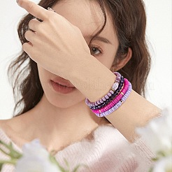 7Pcs 7 Style Handmade Polymer Clay Heishi Surfer Stretch Bracelets Set&nbsp;BJEW-SW00073-05