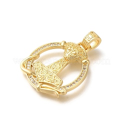 Rack Plating Brass with Cubic Zirconia Pendants&nbsp;KK-Z086-55G