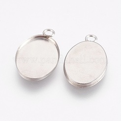 Tarnish Resistant 304 Stainless Steel Pendant Cabochon Settings&nbsp;STAS-F167-12P