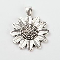 Sun Flower Alloy Pendant Cabochon Settings and Half Round/Dome Clear Glass Cabochons&nbsp;DIY-X0222-AS