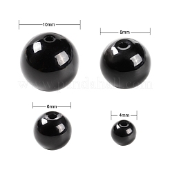 340Pcs 4 Sizes Synthetic Black Stone Beads Strands&nbsp;G-LS0001-10