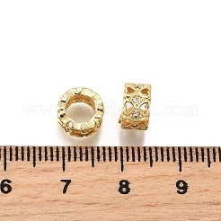 Brass Micro Pave Cubic Zirconia Rondelle European Beads&nbsp;KK-C106-19G