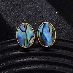 304 Stainless Steel Natural Paua Shell Stud Earrings&nbsp;EJEW-Z103-13G