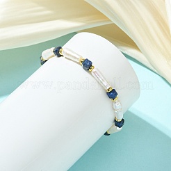 Natural Lapis Lazuli & Cultured Freshwater Pearl Beaded Bracelets&nbsp;BJEW-JB14045-04