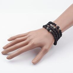 Natural Lava Rock Beaded Wrap Bracelets&nbsp;BJEW-JB02582