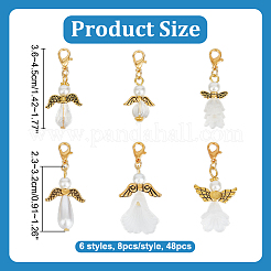 48Pcs 6 Styles Angel Acrylic & Alloy Pendant Decorations&nbsp;PALLOY-PH01799