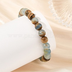 8MM Round Natural Blue Calcite Beaded Stretch Bracelets&nbsp;BJEW-JB14458