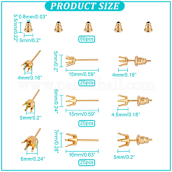60Pcs 3 Size 304 Stainless Steel Stud Earring Findings&nbsp;STAS-NB0001-76
