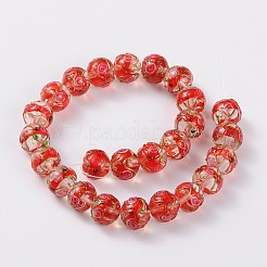 Handmade Gold Sand Lampwork Round Beads&nbsp;LAMP-L042-01