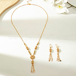 Flower Stainless Steel Column Tassels Earrings & Necklaces Sets for Women&nbsp;TX1175