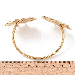 304 Stainless Steel Flower Cuff Bangles for Women&nbsp;BJEW-Z157-02G-03