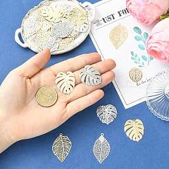 20Pcs 5 Styles Rack Plating Brass Filigree Pendants&nbsp;KKC-FS0001-05KCG