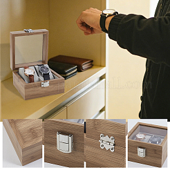 2-Slot Wooden Watch Display Cases with Glass Window Lid and Velvet Pillow Inside&nbsp;CON-WH0043-306A